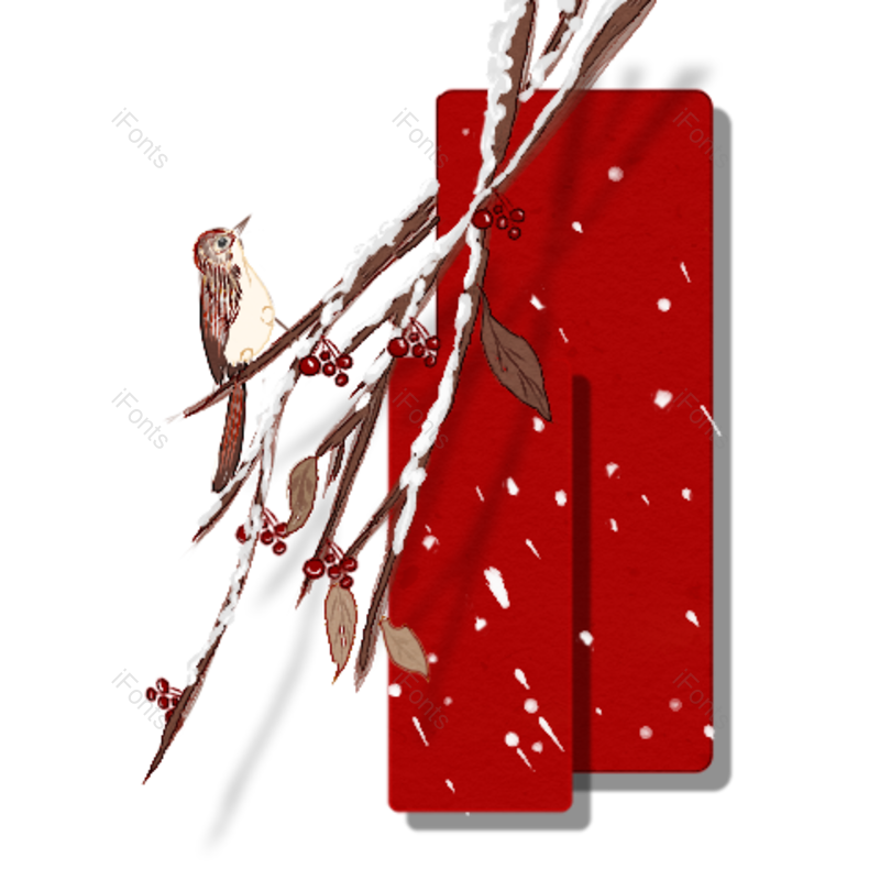 中国风图片,现代元素,花鸟PNG,雪景免抠素材